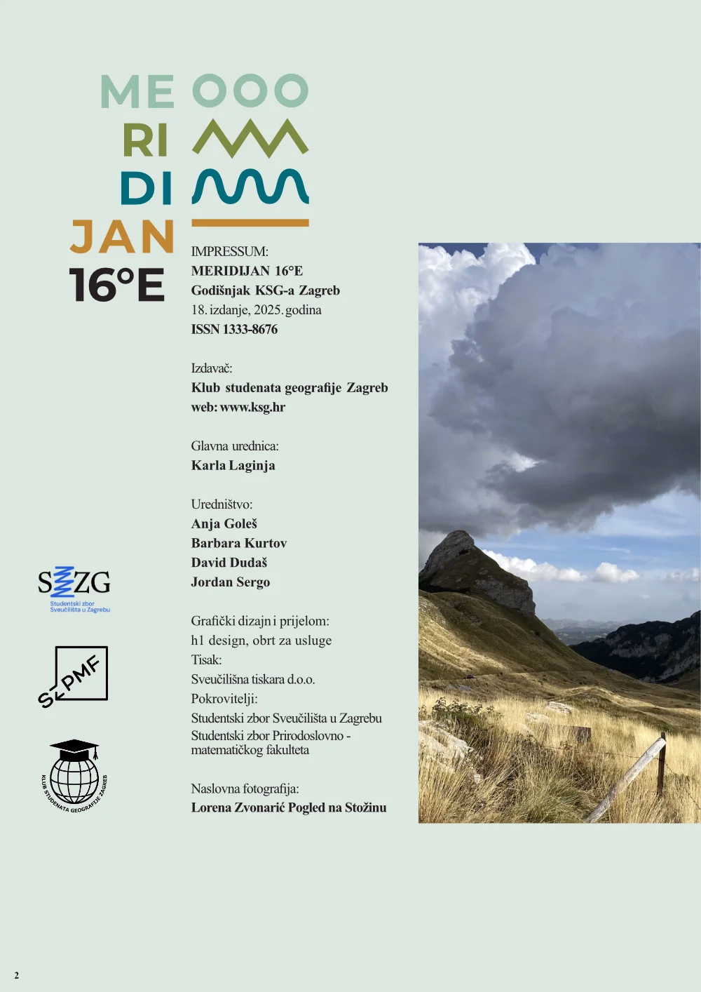 Impressum časopisa Meridijan 16° E