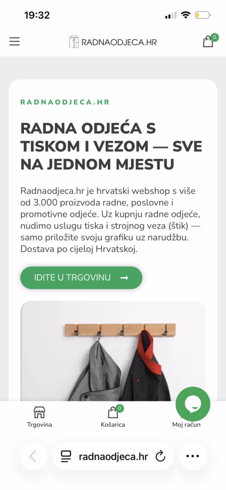 web shop Snimka zaslona web shopa radnaodjeca.hr - Izrada web shopa